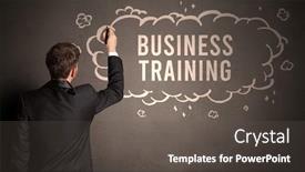 Presentation with business training - Presentation theme featuring businessman-drawing-a-cloud background and a dark gray colored foreground