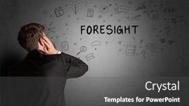  Presentation with foresight - Amazing PPT theme having businessman-drawing-a-creative-idea backdrop and a dark gray colored foreground