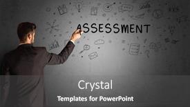  Presentation with assessment business - Cool new presentation with businessman-drawing-a-creative-idea backdrop and a gray colored foreground