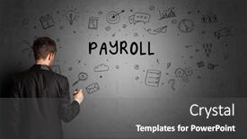  Presentation with payroll - Colorful slide deck enhanced with businessman-drawing-a-creative-idea backdrop and a gray colored foreground