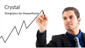  Presentation with business growth - Presentation theme having businessman drawing a rising arrow background and a white colored foreground