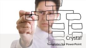  Presentation with organization - PPT theme enhanced with businessman drawing an organization chart background and a light gray colored foreground