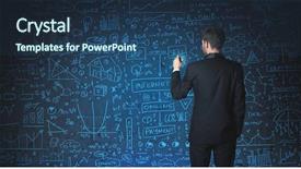  Presentation with women glass ceiling business cartoon - Audience pleasing slide deck consisting of businessman drawing business schemes backdrop and a ocean colored foreground