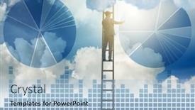  Presentation with sky - Colorful slide set enhanced with businessman-drawing-charts backdrop and a light blue colored foreground