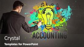  Presentation with light bulb - Presentation theme having businessman-drawing-colorful-light-bulb background and a dark gray colored foreground