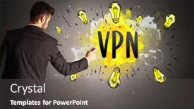  Presentation with new technology - Slides featuring businessman-drawing-colorful-light-bulb background and a dark gray colored foreground