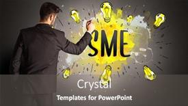  Presentation with new technology - PPT theme having businessman-drawing-colorful-light-bulb background and a gray colored foreground