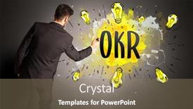  Presentation with light bulb - Slide set enhanced with businessman-drawing-colorful-light-bulb background and a coral colored foreground