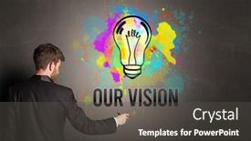  Presentation with business vision - Presentation theme featuring businessman-drawing-colorful-light-bulb background and a dark gray colored foreground