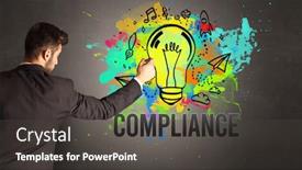  Presentation with bulb - PPT layouts having businessman-drawing-colorful-light-bulb background and a dark gray colored foreground