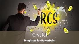  Presentation with light bulb - Beautiful slide deck featuring businessman-drawing-colorful-light-bulb backdrop and a coral colored foreground