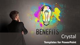  Presentation with light bulb - Cool new theme with businessman-drawing-colorful-light-bulb backdrop and a dark gray colored foreground