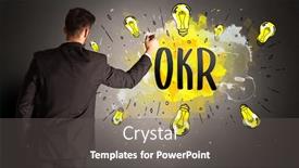  Presentation with light bulb - Slide deck consisting of businessman-drawing-colorful-light-bulb background and a gray colored foreground