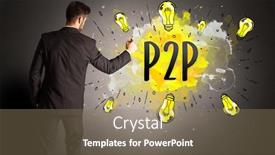  Presentation with light bulb - Theme featuring businessman-drawing-colorful-light-bulb background and a coral colored foreground