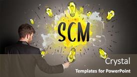  Presentation with light bulb - Presentation theme having businessman-drawing-colorful-light-bulb background and a violet colored foreground