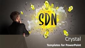  Presentation with new technology - Presentation theme consisting of businessman-drawing-colorful-light-bulb background and a gray colored foreground