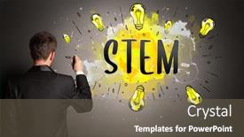  Presentation with new technology - Theme consisting of businessman-drawing-colorful-light-bulb background and a violet colored foreground