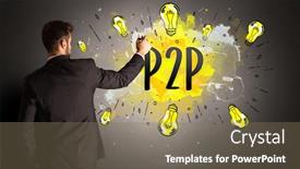  Presentation with new technology - PPT theme featuring businessman-drawing-colorful-light-bulb background and a violet colored foreground