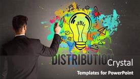  Presentation with distribution light - Presentation design enhanced with businessman-drawing-colorful-light-bulb background and a dark gray colored foreground