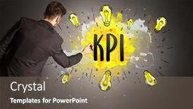  Presentation with light bulb - Presentation theme enhanced with businessman-drawing-colorful-light-bulb background and a gray colored foreground