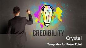  Presentation with light bulb - Beautiful slide deck featuring businessman-drawing-colorful-light-bulb backdrop and a dark gray colored foreground