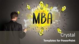  Presentation with light bulb - Slide deck consisting of businessman-drawing-colorful-light-bulb background and a gray colored foreground