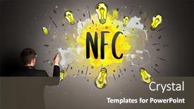  Presentation with nfc technology - Slide set consisting of businessman-drawing-colorful-light-bulb background and a gray colored foreground