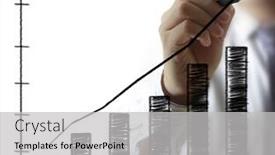  Presentation with graphics - Presentation theme enhanced with businessman drawing graphics a growing graph background and a light gray colored foreground