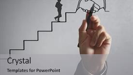  Presentation with graphics - Presentation design consisting of businessman drawing graphics a growing background and a  colored foreground