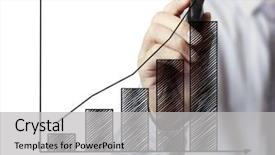  Presentation with growing - Cool new slide deck with businessman drawing graphics a growing backdrop and a light gray colored foreground