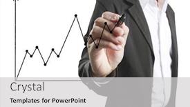  Presentation with graphics - Presentation theme featuring businessman drawing graphics growing graph background and a light gray colored foreground