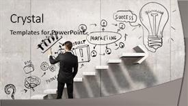  Presentation with ideas - Presentation enhanced with businessman drawing his ideas mixed media background and a light gray colored foreground