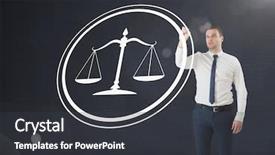  Presentation with justice - PPT layouts with businessman drawing justice icon background and a dark gray colored foreground