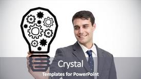  Presentation with light bulb graduation cap - Presentation theme consisting of businessman drawing light bulb background and a  colored foreground