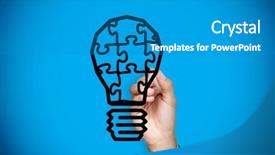  Presentation with light shade blue - Cool new PPT theme with businessman drawing light bulb backdrop and a  colored foreground