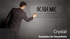  Presentation with academic - Slide deck having businessman-drawing-maze-with-academic background and a gray colored foreground