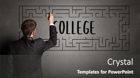  Presentation with maze - PPT theme featuring businessman-drawing-maze-with-college background and a dark gray colored foreground