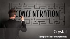  Presentation with business challenge businessman entrance maze - Slides enhanced with businessman-drawing-maze-with-concentration background and a dark gray colored foreground