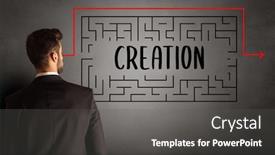  Presentation with creation - Cool new presentation design with businessman-drawing-maze-with-creation backdrop and a dark gray colored foreground