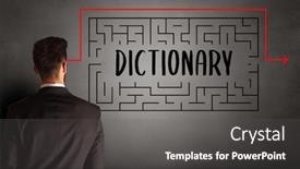  Presentation with dictionary - Slide deck enhanced with businessman-drawing-maze-with-dictionary background and a dark gray colored foreground