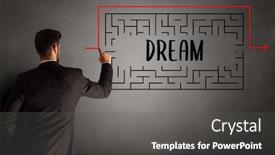  Presentation with dream - Amazing PPT theme having businessman-drawing-maze-with-dream backdrop and a dark gray colored foreground