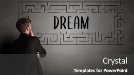 Presentation with dream - PPT layouts having businessman-drawing-maze-with-dream background and a dark gray colored foreground