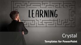  Presentation with maze - PPT theme featuring businessman-drawing-maze-with-learning background and a dark gray colored foreground