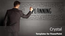  Presentation with planning - Presentation theme consisting of businessman-drawing-maze-with-planning background and a gray colored foreground