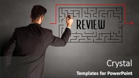  Presentation with business review - Presentation enhanced with businessman-drawing-maze-with-review background and a dark gray colored foreground
