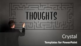  Presentation with thoughts - Cool new slide deck with businessman-drawing-maze-with-thoughts backdrop and a dark gray colored foreground