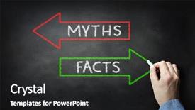  Presentation with blackboard - Colorful slide deck enhanced with businessman drawing myths or facts backdrop and a black colored foreground