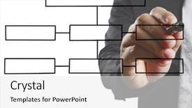  Presentation with organization - PPT theme consisting of businessman drawing organization chart template background and a white colored foreground