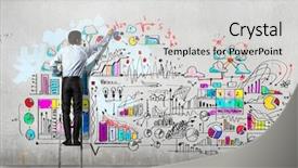  Presentation with sketch urbanism - Amazing PPT layouts having success ladder - back view of businessman drawing backdrop and a light gray colored foreground