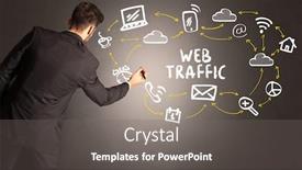  Presentation with social media - Slide set with businessman-drawing-social-media-icons background and a gray colored foreground